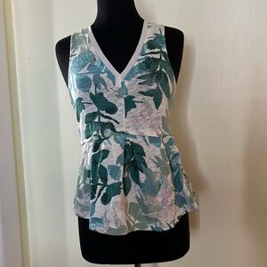 Anthropologie Deletta Amalia Peplum V-neck tank, leaf print, M